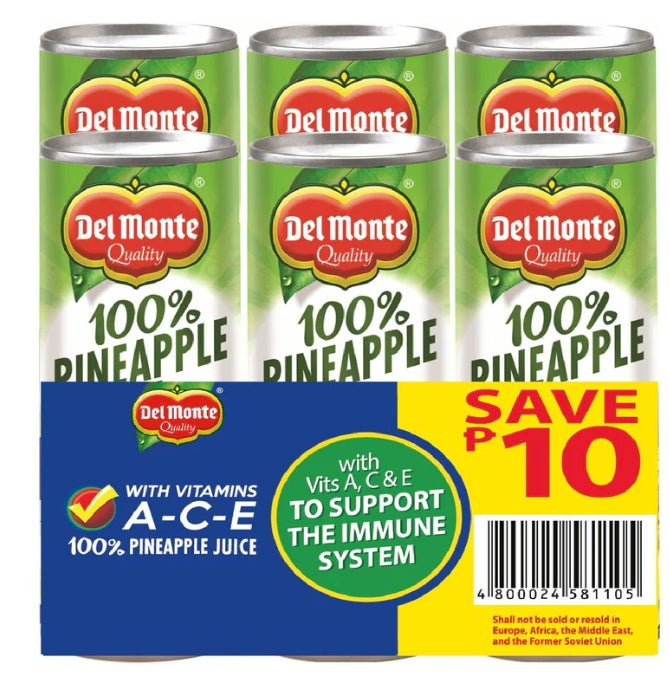 G - Del Monte 100% Pineapple Juice Drink with Vits ACE 6x220ml SAVE