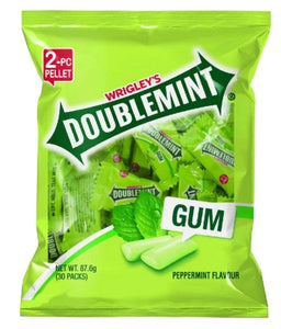 G - Wrigley's Doublemint Peppermint Gum 2pc Pellet Bag 30s