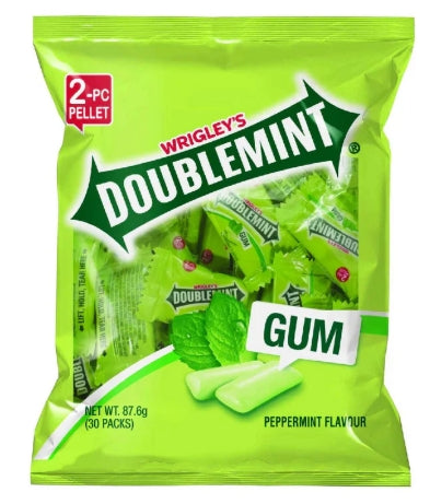 G - Wrigley's Doublemint Peppermint Gum 2pc Pellet Bag 30s