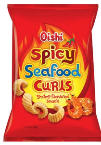 G - Oishi Spicy Seafood Curls Shrimp Flavored Snack 90g